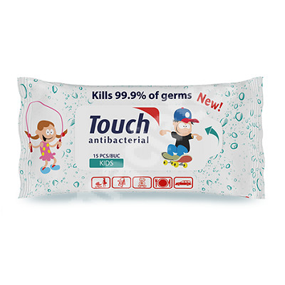 Servetele umede antibacteriene Kids - Touch antibacterial - 15 buc
