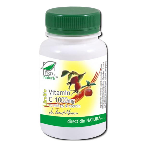 Vitamina C 1000 mg cu Acerola Lamaie cu macese - 100 cpr