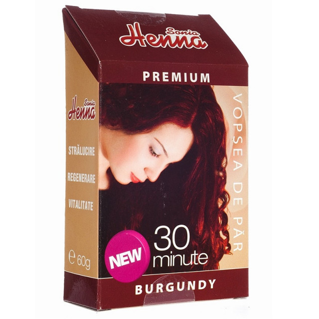 Vopsea de par Henna Sonia Premium, Burgundy - 60 g