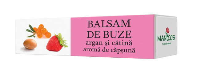 Balsam de buze cu ulei de argan, catina si aroma de capsuna - 4.8g