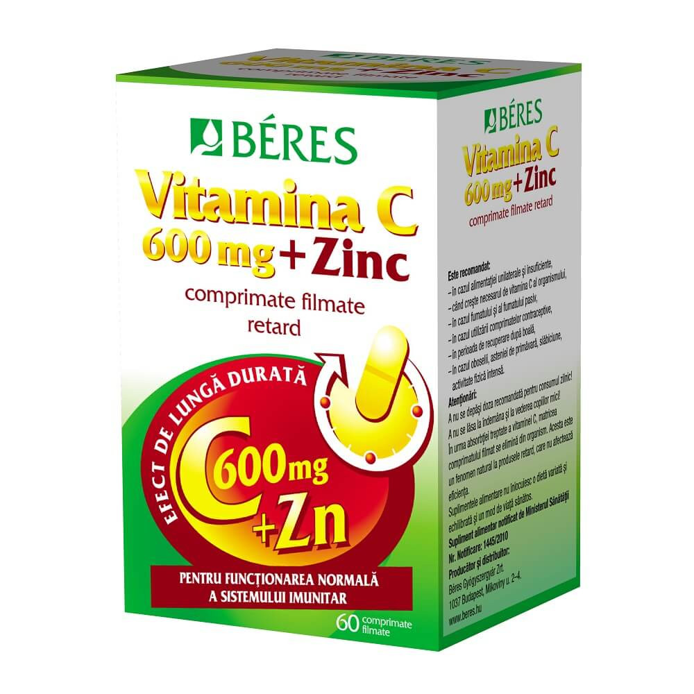 Beres Vitamina C 600mg + Zinc 60cpr