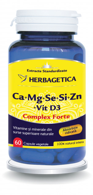 Ca+Mg+Se+Si+Zn cu Vitamina D3 Complex Forte - 60 cps