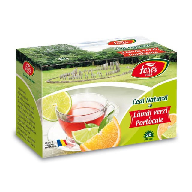 Ceai natural cu Lamai Verzi si Portocale - 20 pl Fares