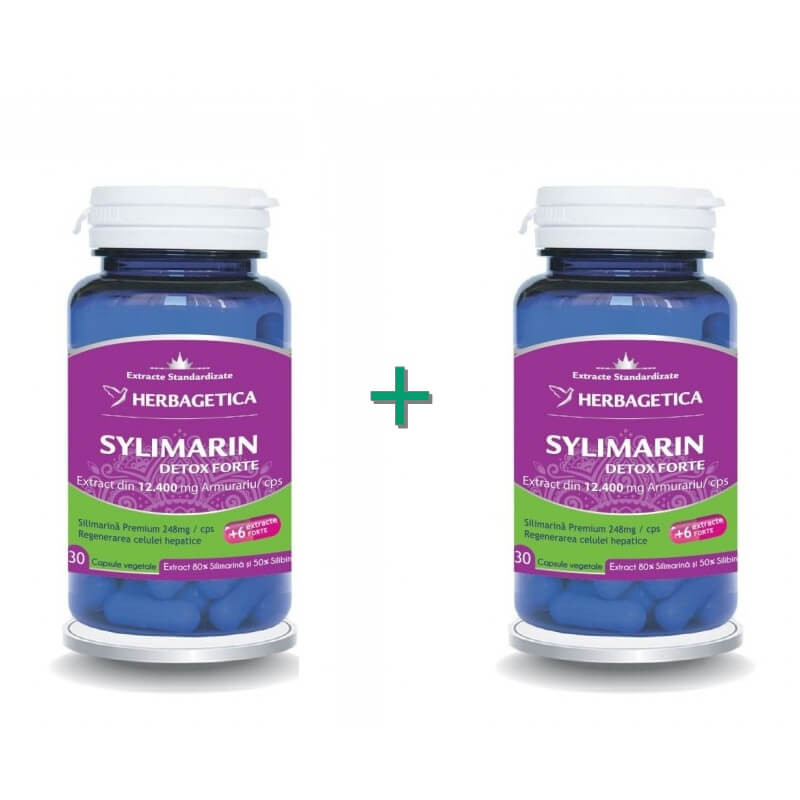 Sylimarin Detox Forte - 30 + 30 cps (pachet cu -50% la a doua)