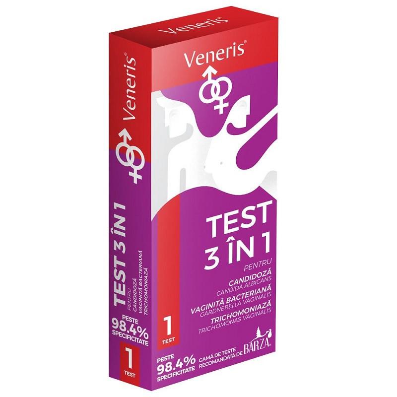 Test 3 in 1 pentru candidoza - vaginita bacteriana - tricomoniaza Veneris - 1 test