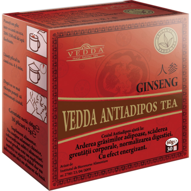 Ceai antiadipos cu ginseng Vedda - 30 plicuri