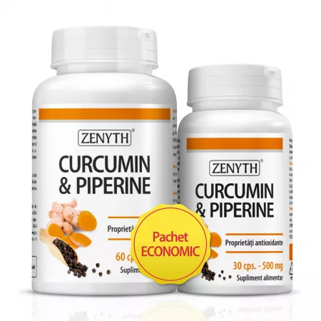 Pachet promotional Curcumin & Piperine - 60 cps + 30 cps