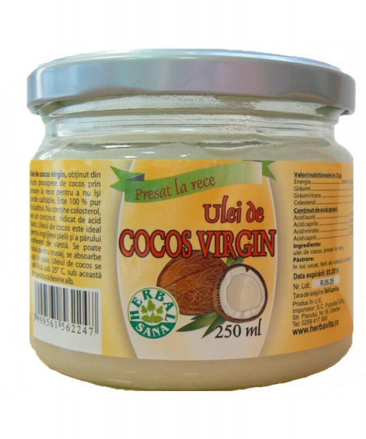 Ulei cocos virgin presat la rece - 250 ml