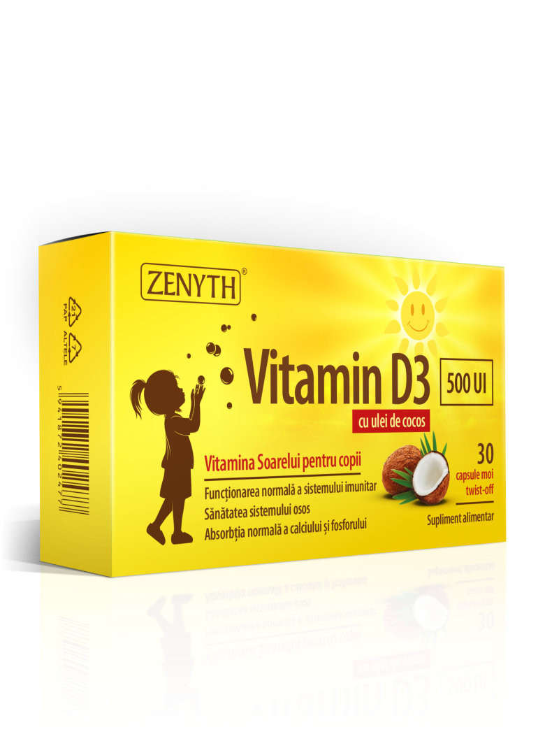 Vitamin D3 500 UI pentru copii - 30 cps