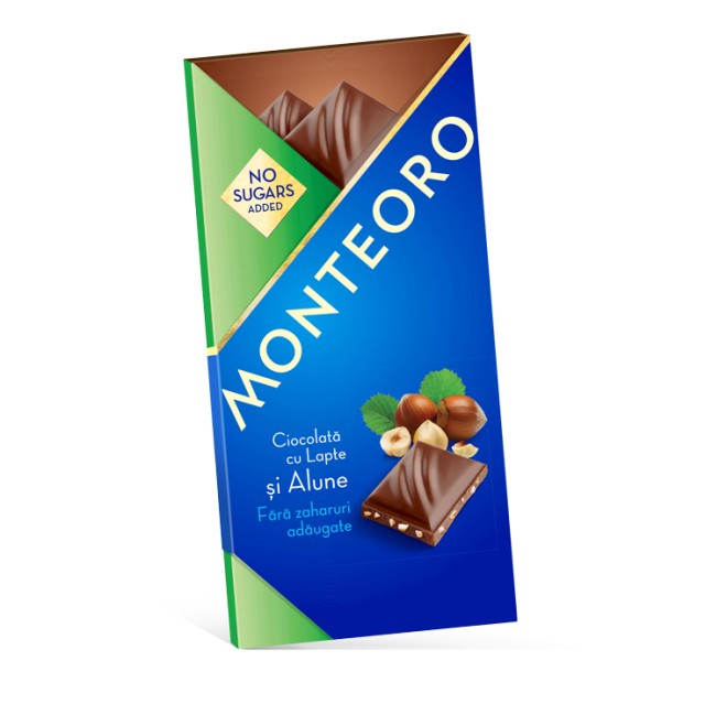 Ciocolata cu lapte si alune Monteoro Fara Zahar - 90g