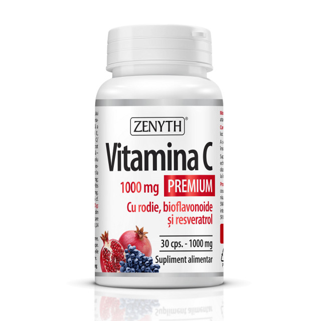 Vitamina C Premium 1000 mg cu rodie bioflavonoide si resveratrol - 30 cps