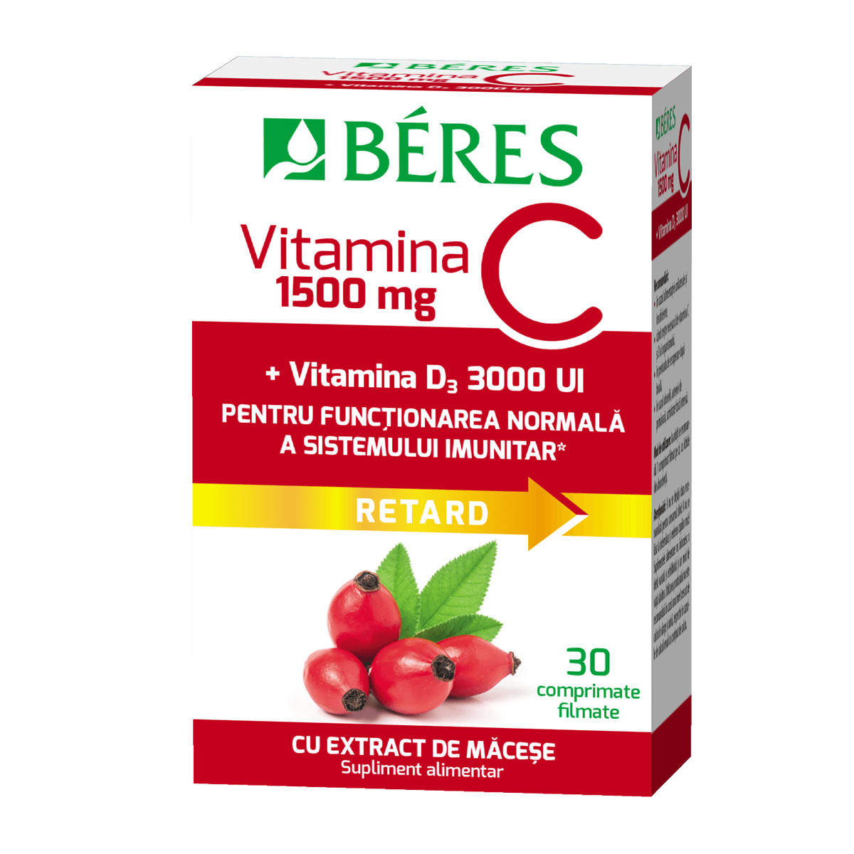 Vitamina C 1500 mg + Vitamina D3 3000UI Retard - 30 cpr