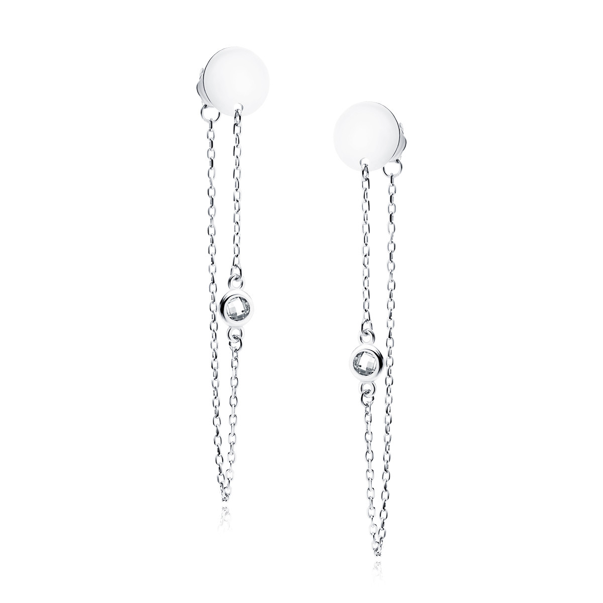 Cercei lungi argint 925, jw80, model cu cerc si zirconiu pe lant