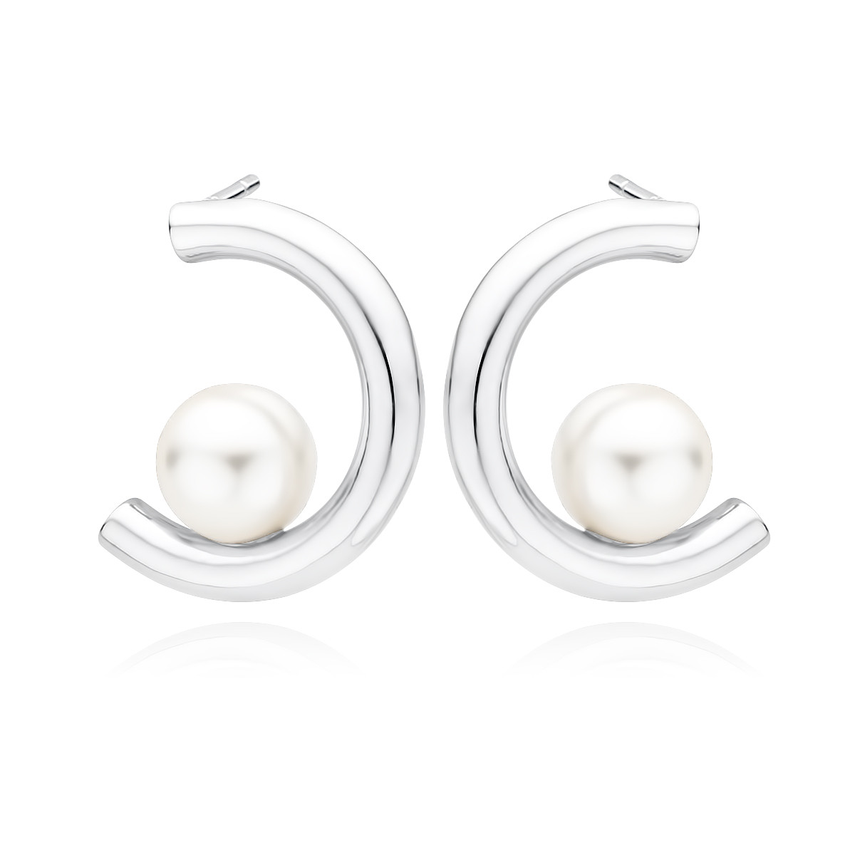 Cercei argint 925, jw185, model cu perla, placati cu rodiu