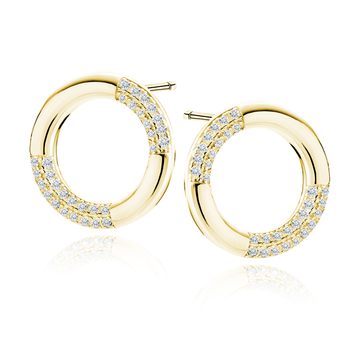 Cercei argint 925, jw441, model in forma de cerc, placat cu aur 14k