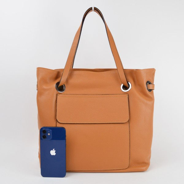 Geanta dama Olivia GT1329, piele naturala, maro deschis