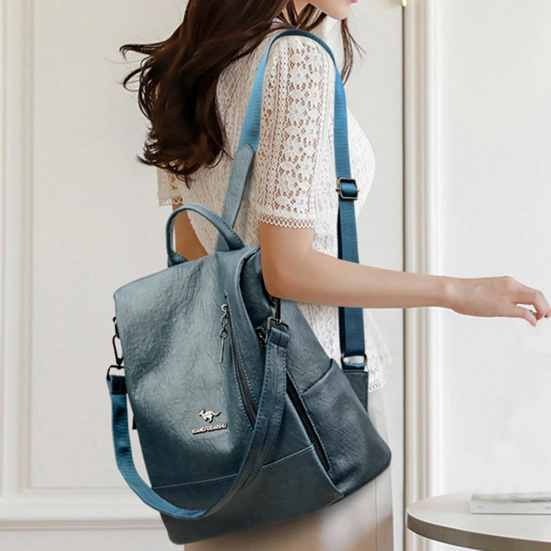 Rucsac dama Carina GT2164, antifurt, Albastru
