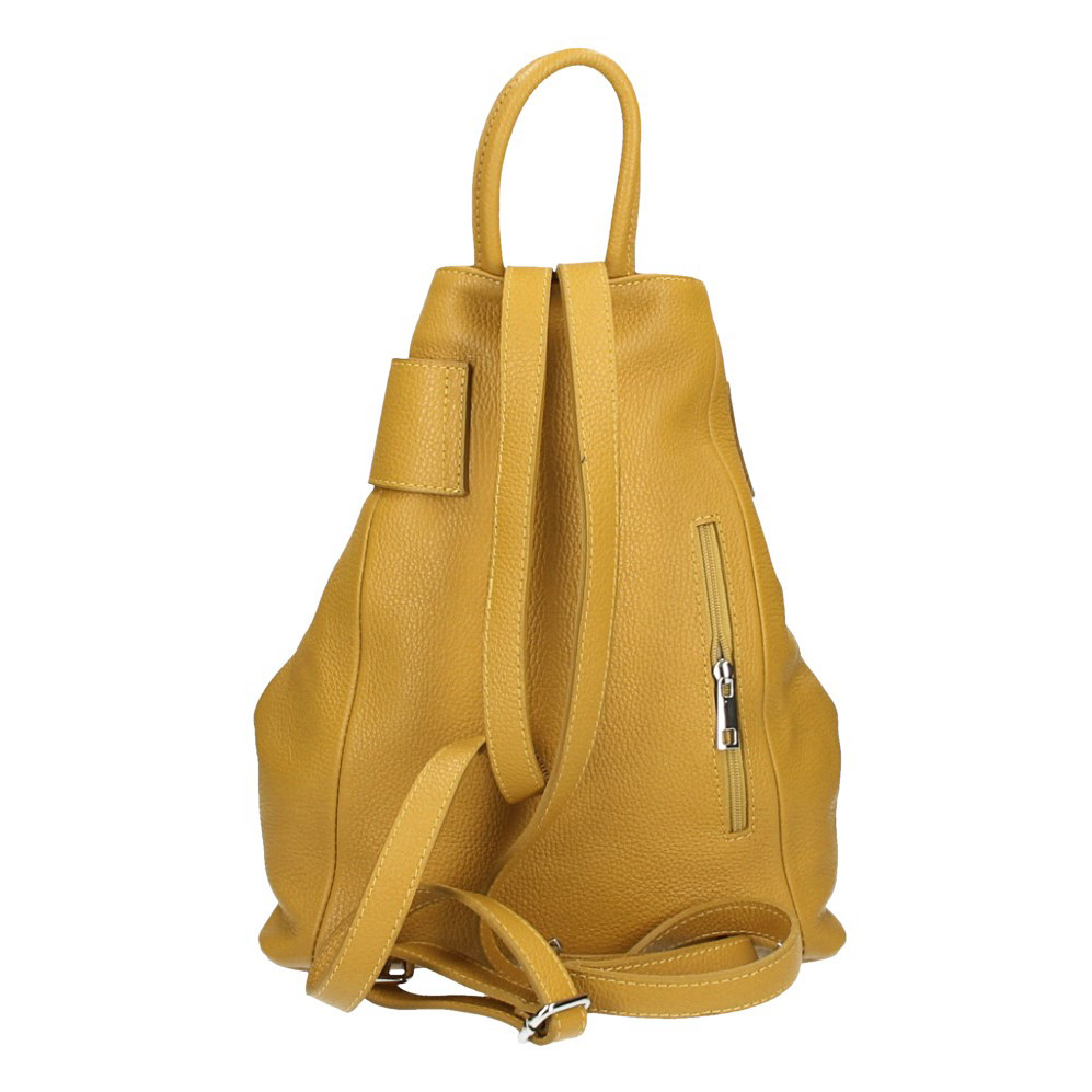 Rucsac pentru dama, Stella GT1855, piele naturala, galben