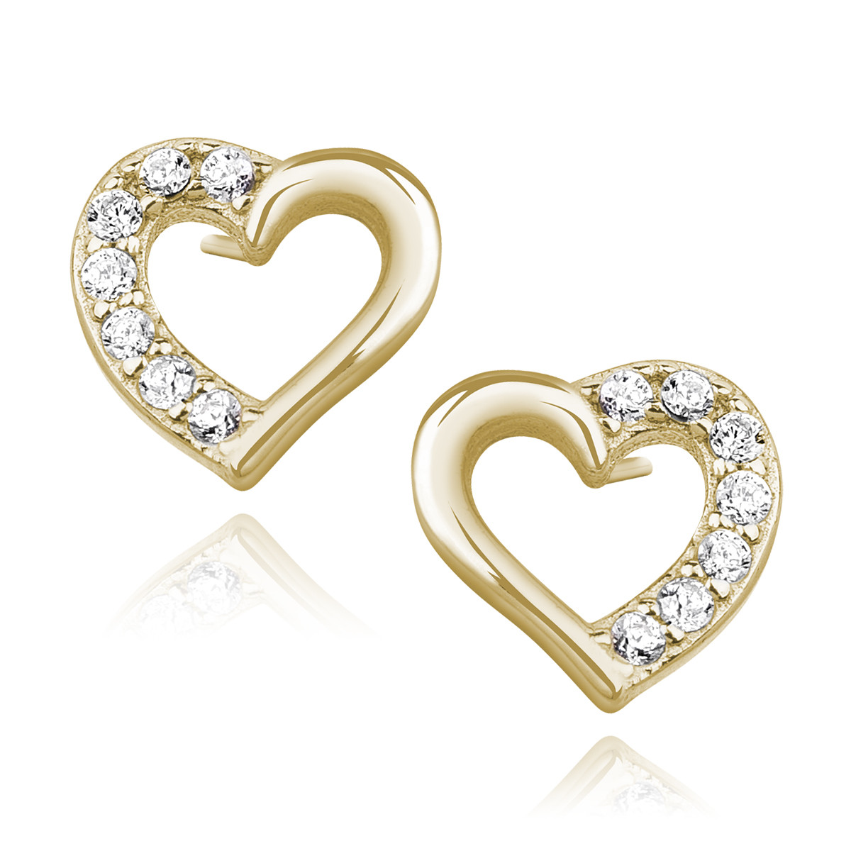 Cercei argint 925, jw376, model inima cu zirconia, placati cu aur