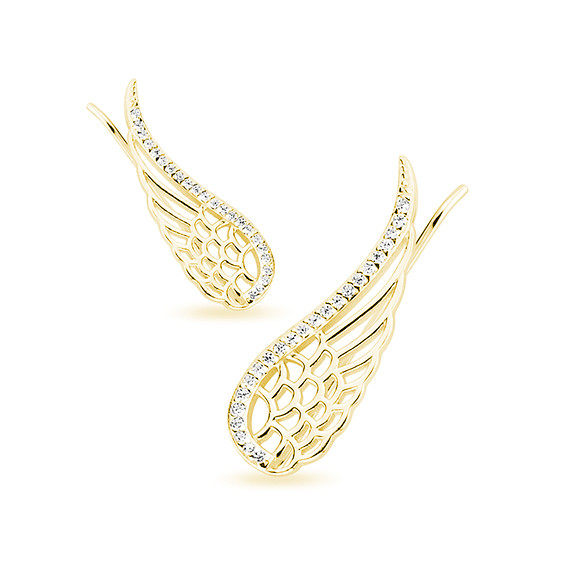 Cercei ear cuffs argint 925, jw360, model aripi, placat cu aur