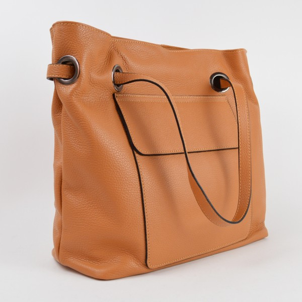 Geanta dama Olivia GT1329, piele naturala, maro deschis