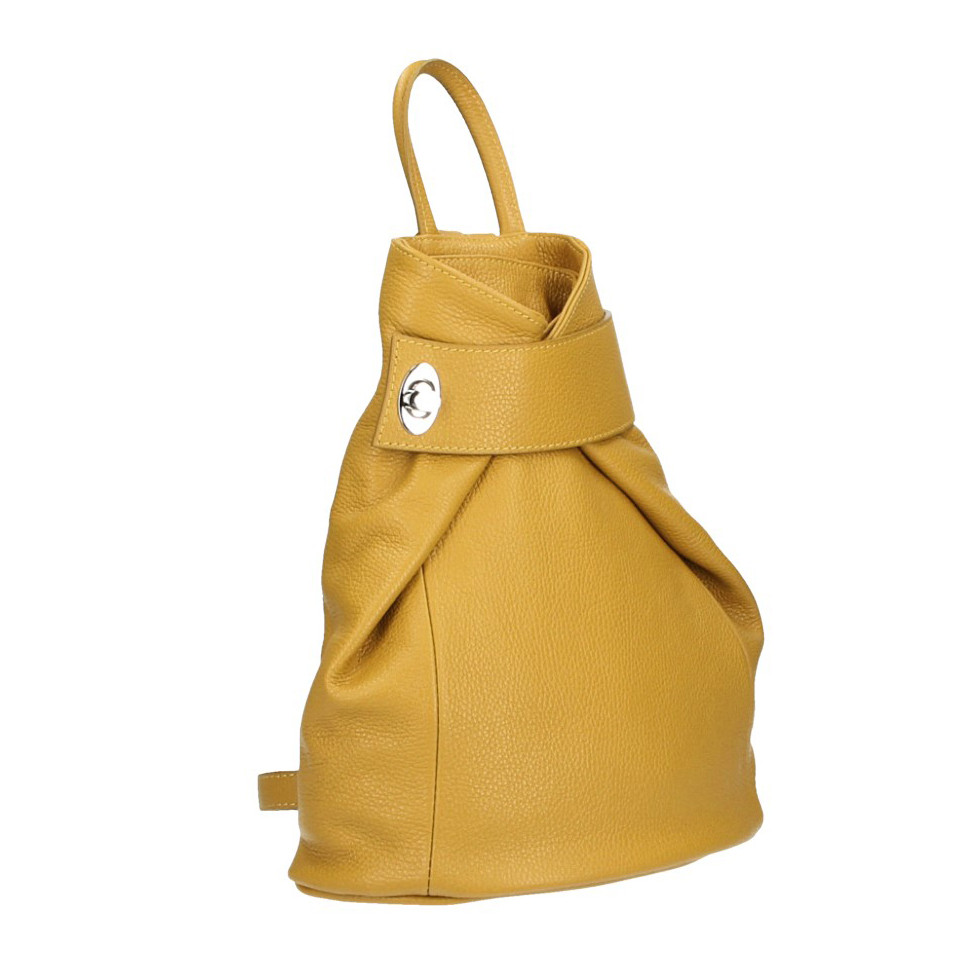 Rucsac pentru dama, Stella GT1855, piele naturala, galben