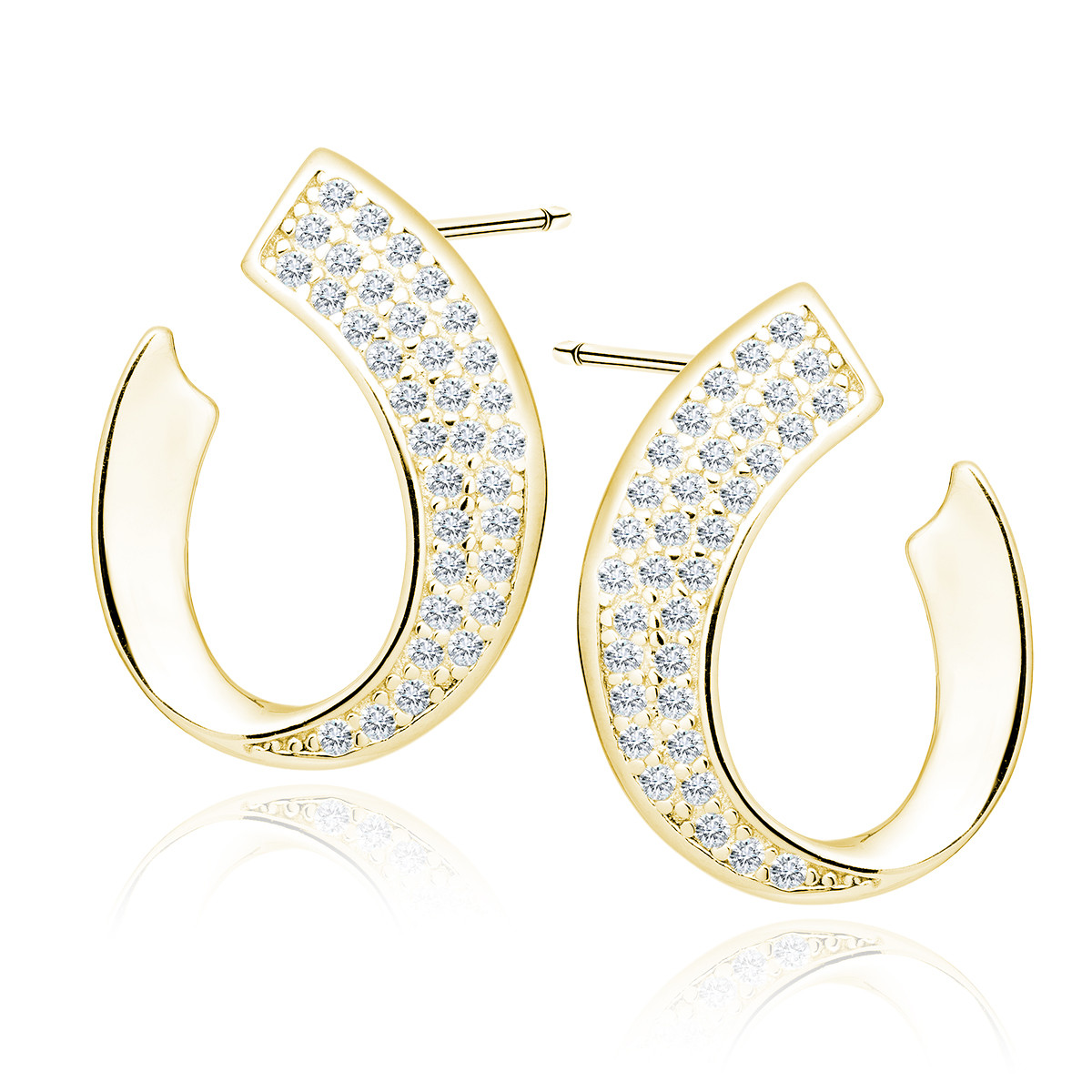 Cercei argint 925, jw443, model elegant, placat cu aur 14k