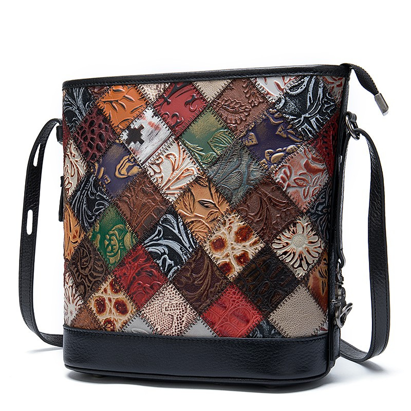 Geanta dama, Karen GT1528, piele naturala, model multicolor