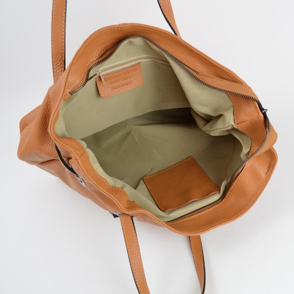 Geanta dama Olivia GT1329, piele naturala, maro deschis