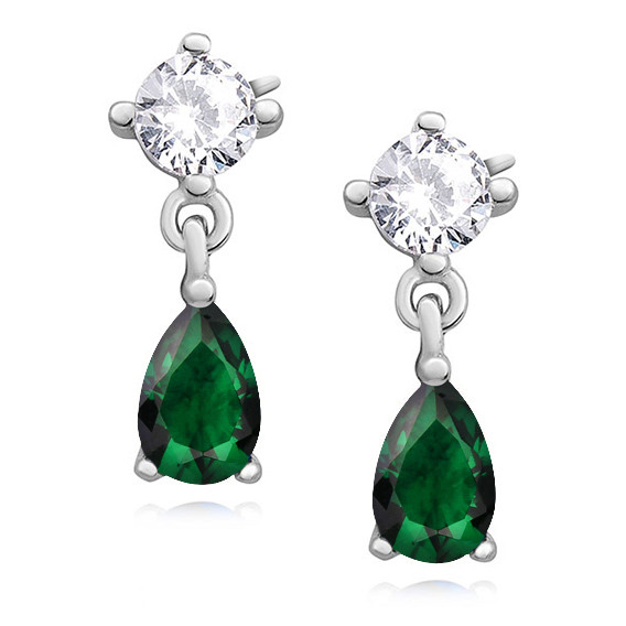 Cercei argint 925, jw272, model elegant cu zirconiu verde smarald