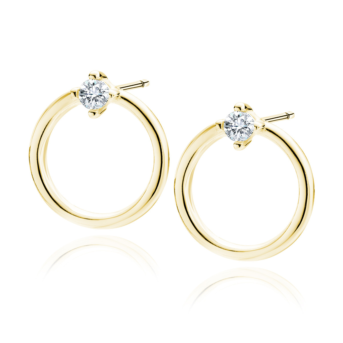 Cercei argint 925, jw474, model cerc cu zirconiu, placat cu aur