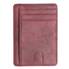 Port card burak pt1131, piele naturala, rosu