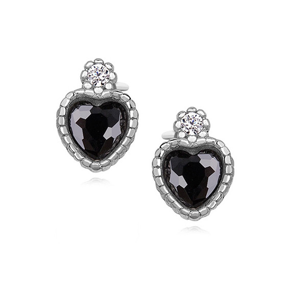 Cercei argint 925, jw276, model inima si zirconiu negru