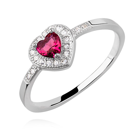 Inel argint 925, jw347, model inima cu ziconia ruby