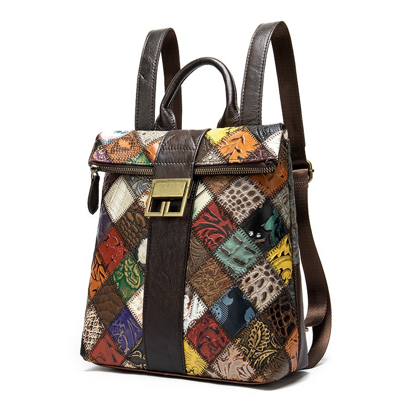 Rucsac dama, Anya GT1536, piele naturala, model multicolor