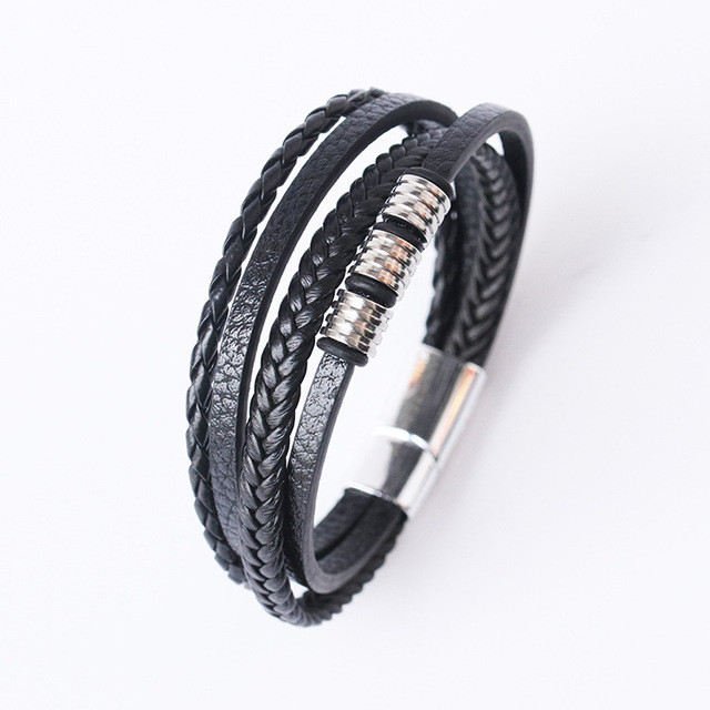 Bratara barbati, bt53, piele naturala, negru