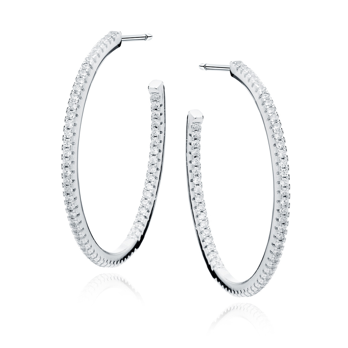 Cercei argint 925, jw469, model cerc cu zirconiu, placat cu rodiu