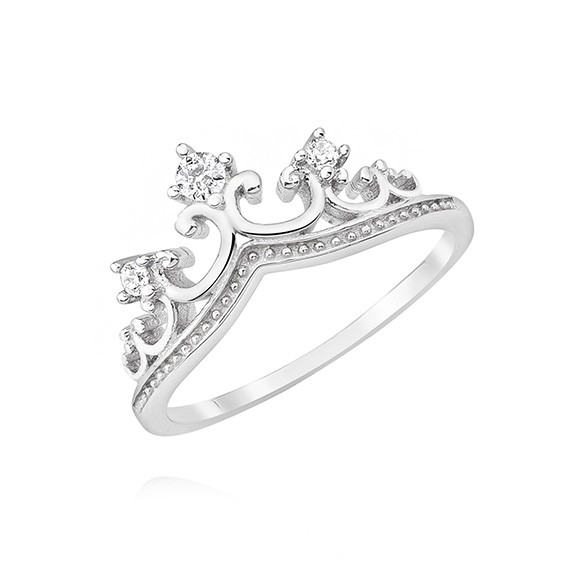 Inel argint 925, jw353, model coroana cu zirconia, placat cu rodiu