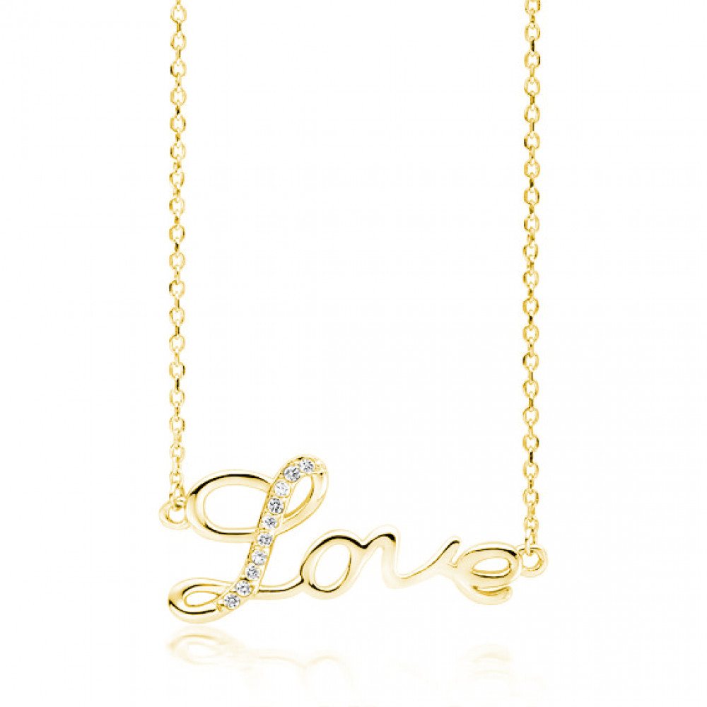 Lantisor argint 925, jw162, cu pandantiv love, placat cu aur