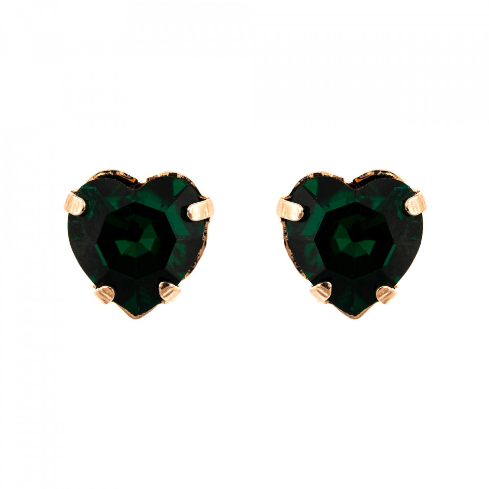 Cercei placati cu Aur roz de 24K, cu cristale Swarovski, Emerald | 1100/2-205RG2