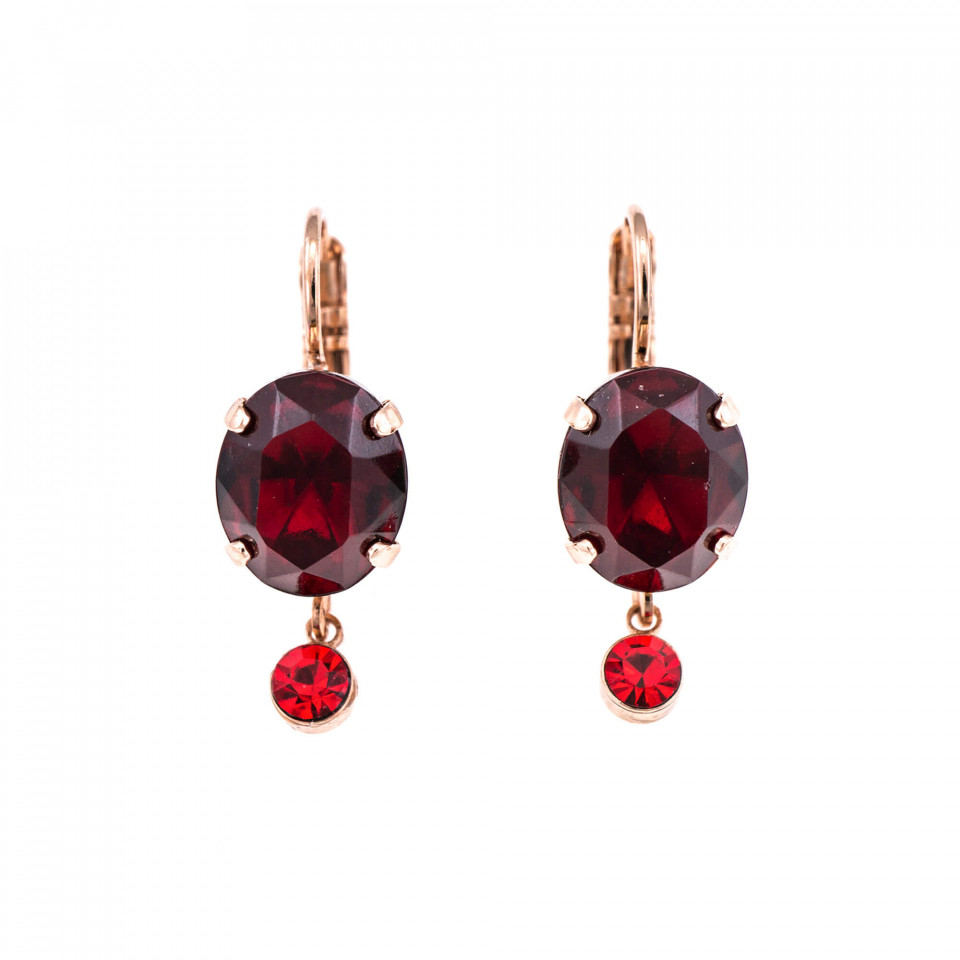 Cercei placati cu Aur roz de 24K, cu cristale Swarovski, Lady In Red | 1023/2-1070RG6