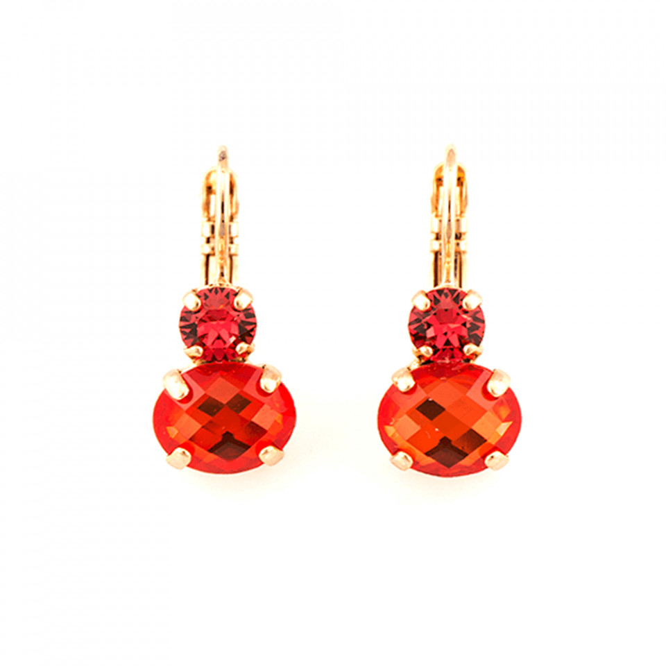 Cercei placati cu Aur roz de 24K, cu cristale Swarovski, Lady In Red | 1462-1047RG6