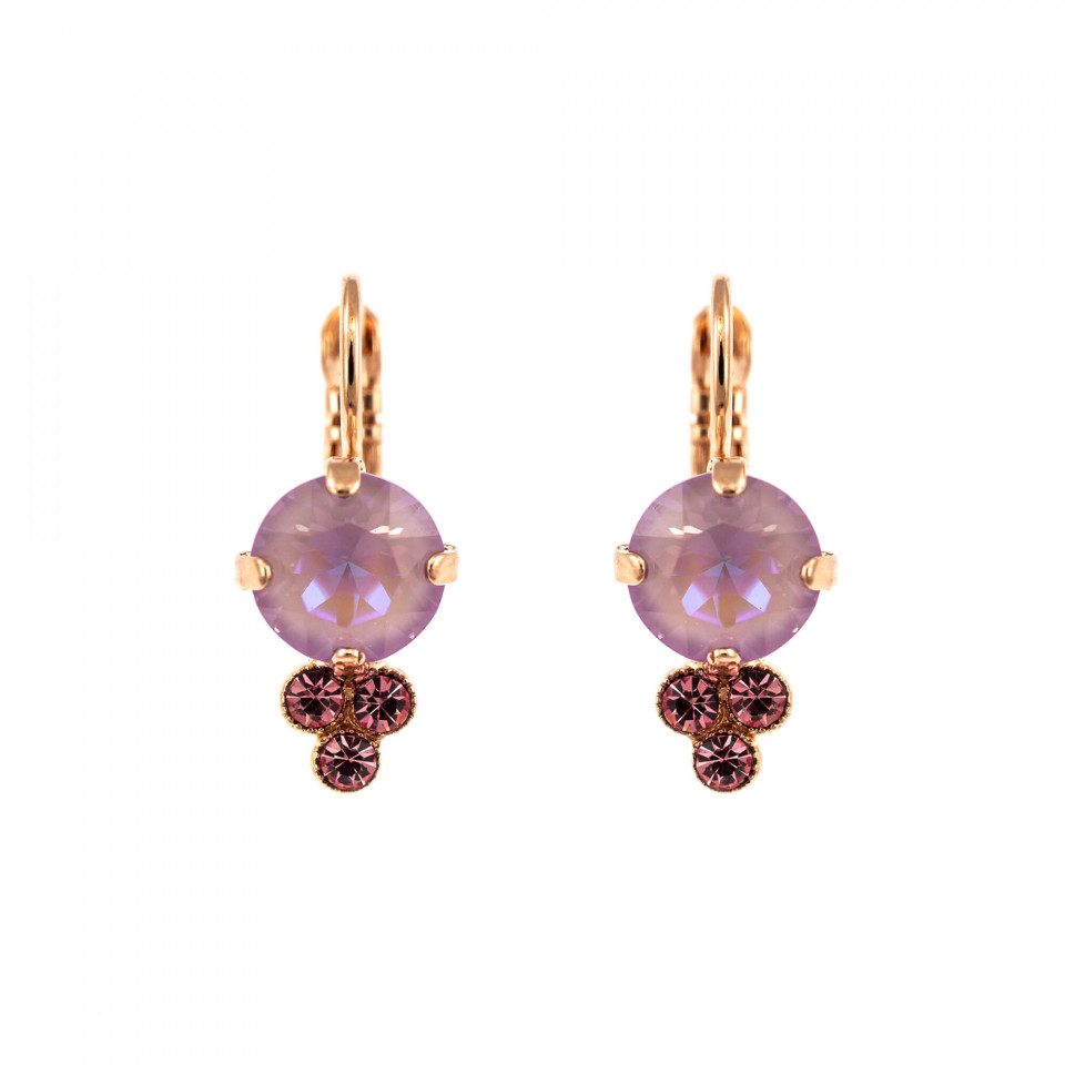 Cercei placati cu Aur roz de 24K, cu cristale Swarovski, Lavender | 1010-1910RG6