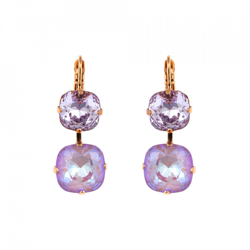 Cercei placati cu Aur roz de 24K, cu cristale Swarovski, Lavender | 1326/8-1910RG6