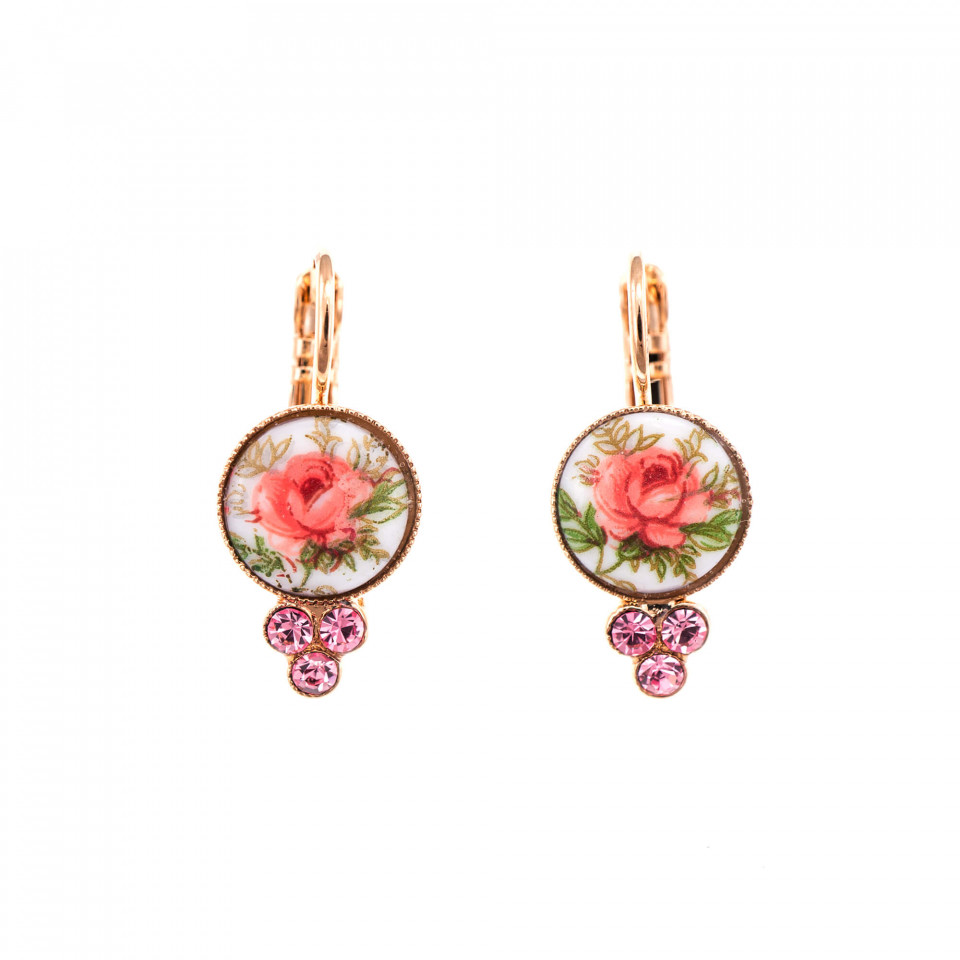 Cercei placati cu Aur roz de 24K, cu cristale Swarovski, Spring Flowers | 1018-2091RG6