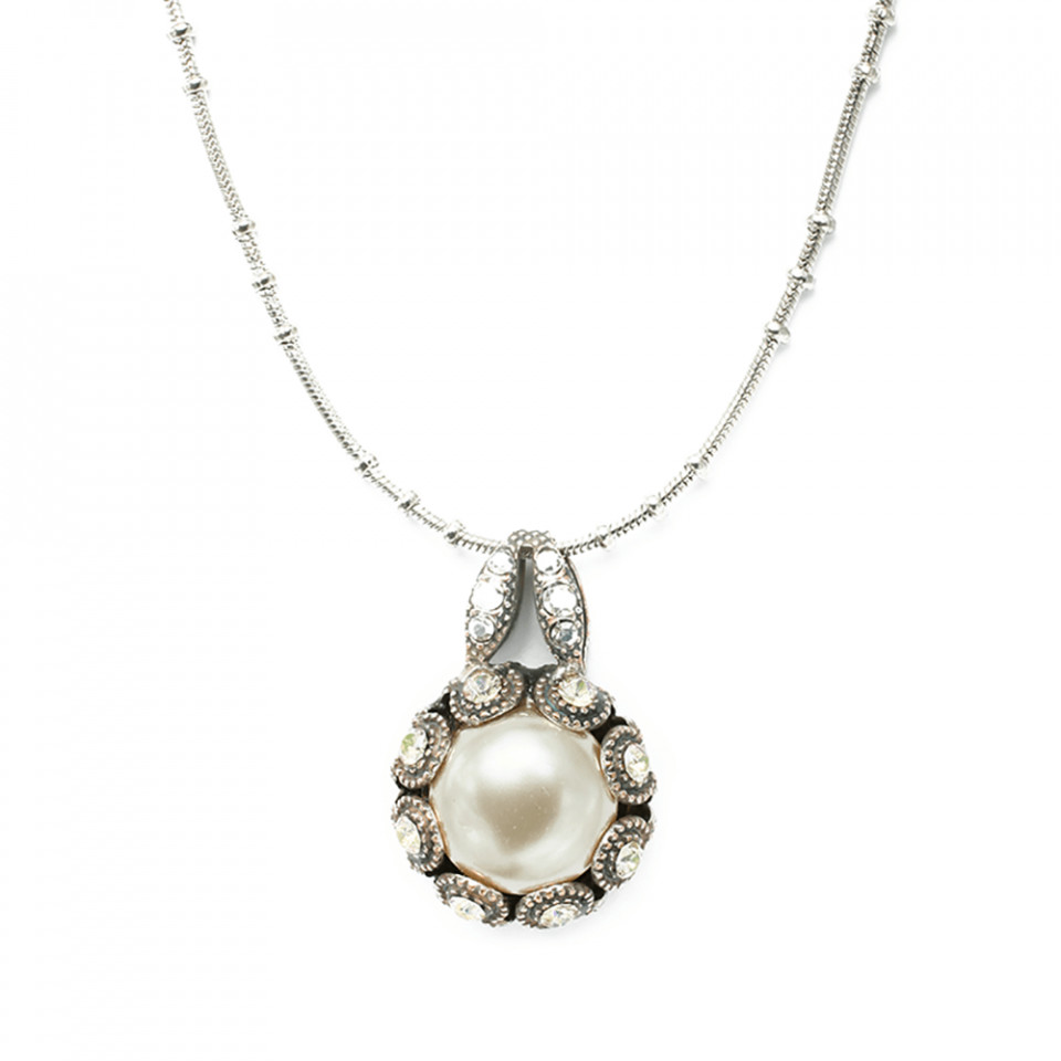 Pandantiv cu lant placat cu Argint 925, cu cristale Swarovski, Crystal Pearl\'s | 5070-1006sp