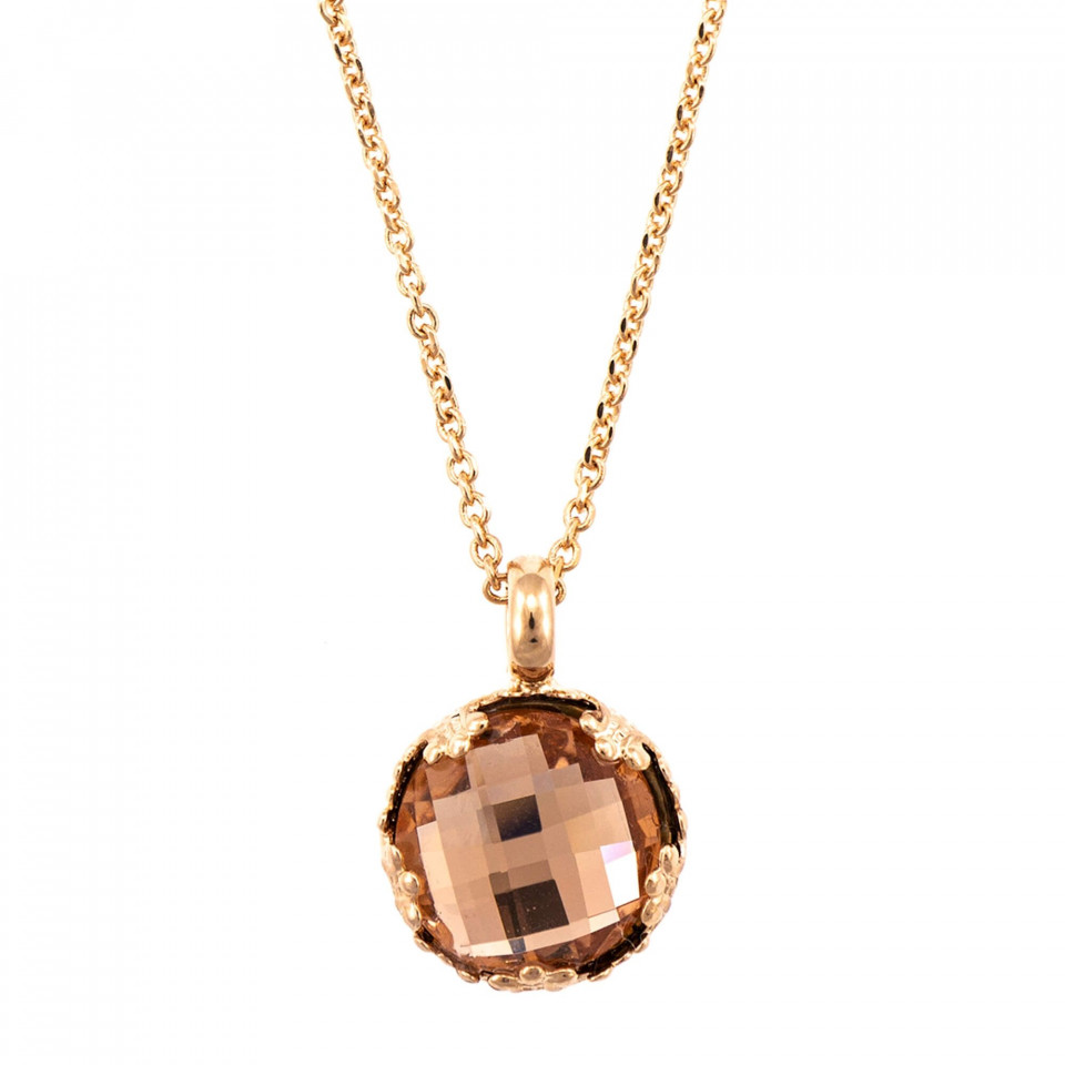 Pandantiv cu lant placat cu Aur roz de 24K, cu cristale Swarovski, Jackie | 5323/2-362ARG