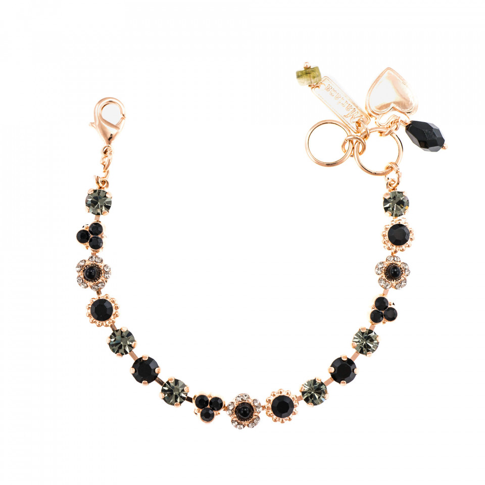 Bratara placata cu Aur roz de 24K, cu cristale Swarovski, Black Diamond | 4028-280215RG