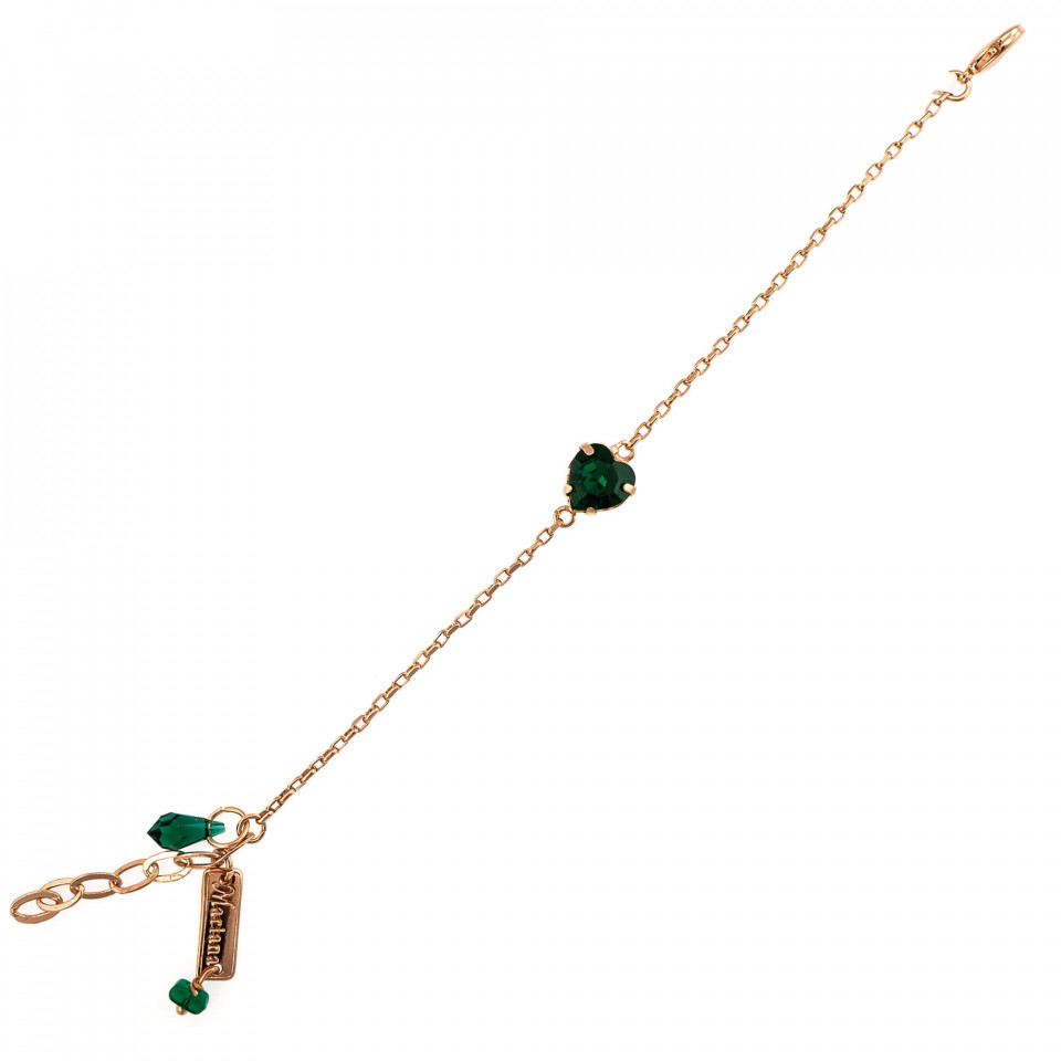 Bratara placata cu Aur roz de 24K, cu cristale Swarovski, Emerald | 4100/2-205RG