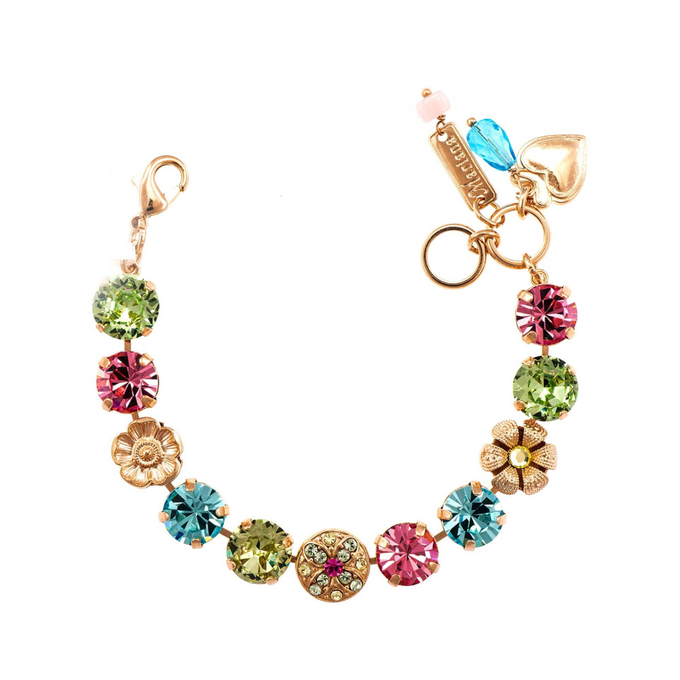 Bratara placata cu Aur roz de 24K, cu cristale Swarovski, Spring Flowers | 4308-2141RG